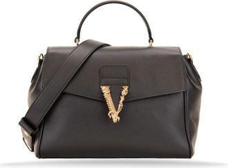 Versace Leren Schoudertas - Dames - Handtassen - Zwart - ONE Size - Leer - Tassen