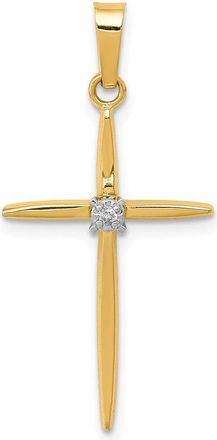 Diamond2Deal 14k Yellow Gold Diamond Polished Passion Cross Pendant