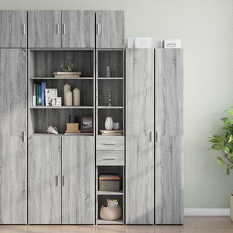 Berkfield Home Slim Storage Cabinet Grey Sonoma 30x42.5x225 cm Engineered Wood