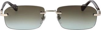 Gucci Randloze Rechthoekige Zonnebril - unisex - Accessoires - Grijs - Maat: 55 MM