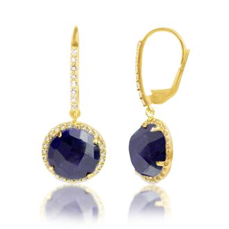MAX + STONE 18k Gold Over Sterling Silver 6.5 Ct. Round Gemstone Dangle Earrings