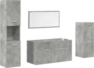 vidaXL Juego Muebles De Ba&ntilde;o 4 Pzas Madera Contrachapada Gris Hormig&oacute;n Vidaxl
