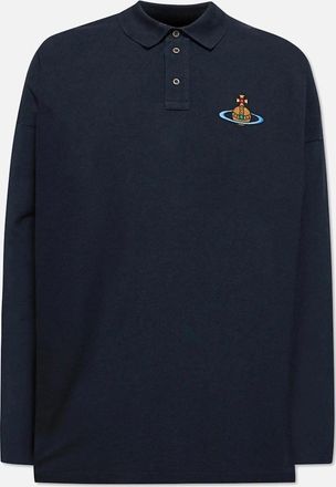 Vivienne Westwood Mens Mens Vivienne Westwood Long Sleeve Navy Oversized Piqué Polo Shirt - Size: 40