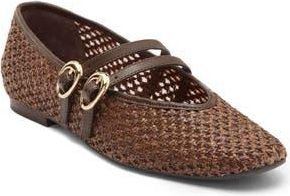 Dolce Vita Alenia Woven Mary Jane Flat in Chocolate Raffia at Nordstrom Rack, Size 9.5