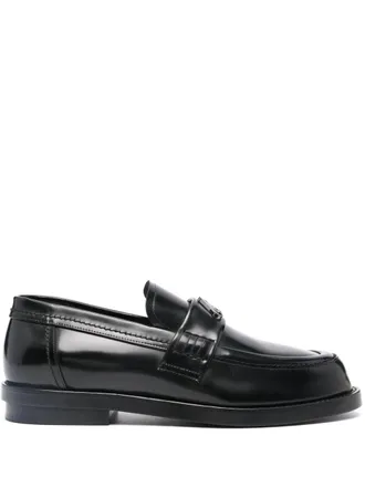 Alexander McQueen Alexander Mcqueen Mens Logo-Plaque Leather Loafers