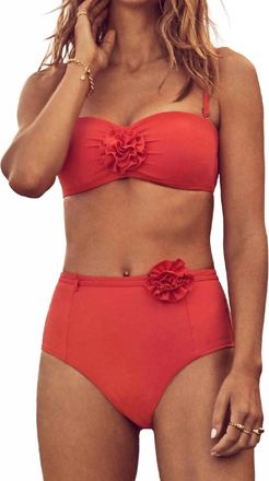 Sea Level Australia Womens Casa Del Mar Belted High Waist Bikini Bottom In Flame