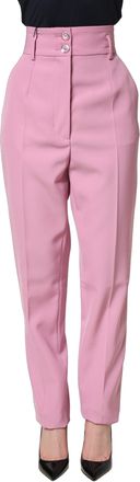 Dolce & Gabbana Womens High-Waisted Tapered Trousers Pink Polyester