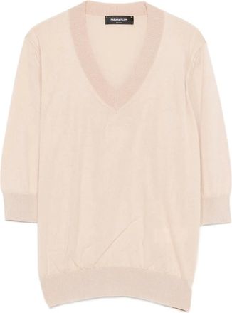 Fabiana Filippi V-neck sweater - women - Virgin Wool/Cotton/Polyamide - 38 - Neutrals