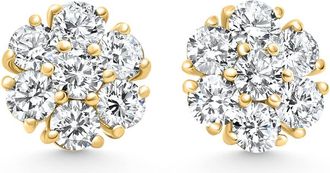 Pompeii3 3.60Ct Diamond Cluster Pave Studs Screwback Earrings 14k Gold Lab Grown