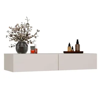 Topeshop Tavolo Da Trucco Sospeso Mika 110 Cm Con 2 Cassetti Per Camera Da Letto, Colore Cashmere Beige