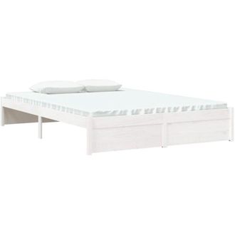 vidaXL Bed Frame without Mattress White Solid Wood 140x190 cm Vidaxl