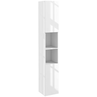 Kleankin Kleankin Armario De Ba&ntilde;o Alto, Mueble De Ba&ntilde;o Estrecho Con Puertas Y Estantes Ajustables, 30x30x81,5 Cm, Blanco Brillo