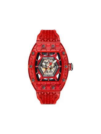 Philipp Plein Crypto King Hexagon Red Phantom 55mm - men - Polycarbonite/Polyurethane/stainless steel - One Size