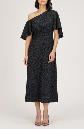 JS Collections Primrose One-Shoulder Cocktail Dress in Black at Nordstrom Rack, Size 12
