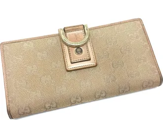 Gucci Pink Beige Gg Canvas Long Wallet (Bi-Fold) (Pre-Owned)