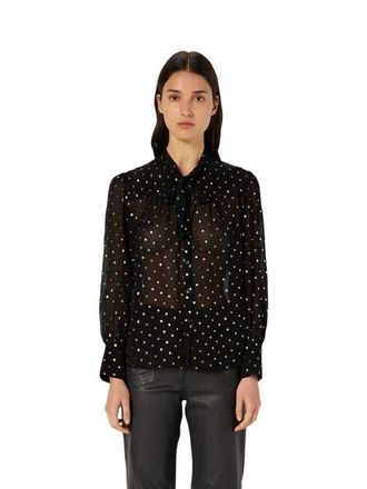 Gerard Darel Andree Sheer Metallic Polka Dot Blouse in Black at Nordstrom, Size 12