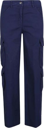 True Royal Blauwe Katoen Elastaan Broek Gemaakt in Itali&euml; - Dames - Straight fit broeken - Blauw - M - Katoen - Broeken
