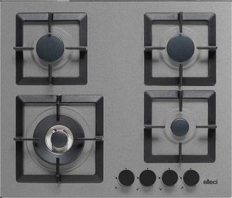 Elleci Elleci Encimera De Gas Embutida Plano 60 Pgsp60148ws 4 Fogones Wok 4 Kw Rejillas De Hierro Fundido Acabado Cemento 60 Cm