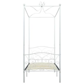 Berkfield Home Elegant Canopy Bed Frame White Metal 90x200 cm