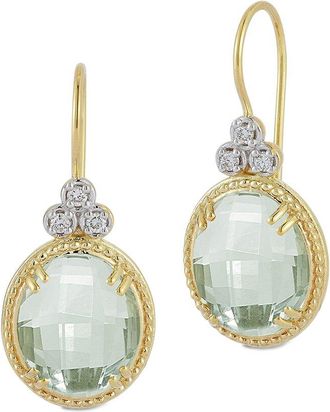 I.Reiss Company 14K 7.52 Ct. Tw. Diamond & Green Amethyst Drop Earrings