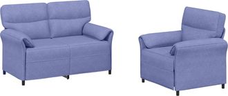 vidaXL Juego De Sof&aacute; 2 Uds. Azul Jeans Tela Vidaxl
