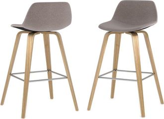 Simpli Home Set Of 2 Randolph Mid Century Modern 28In Bentwood Counter/ Bar Height Stools With Light Wood