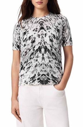 AllSaints Anouk Snakeskin Pattern Wool Knit Shirt in Canter Ecru White at Nordstrom, Size Small