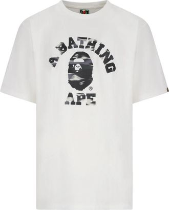A Bathing Ape Screen Camo College Tee - Heren - T-shirts - Wit - XL - Katoen - Tops