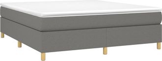 vidaXL Cama Box Spring Con Colch&oacute;n Tela Gris Oscuro 180x200 Cm Vidaxl