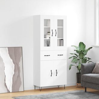 vidaXL Vidaxl - Aparador Alto Madera Contrachapada Blanco 69,5x34x180 Cm