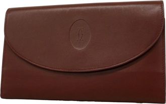 Cartier Bordeaux Leather Long Wallet (Tri-Fold) (Pre-Owned)