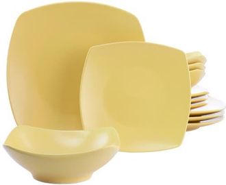 Gibson Home Zen Buffetware 12 Piece Square Fine Ceramic Dinnerware Set in Yellow at Nordstrom