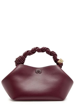 Ganni Bou Small Leather top Handle bag - Burgundy - One Size
