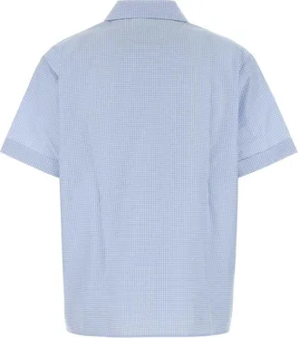 Miu Miu Logo-Embroidered Cotton Shirt - Blue