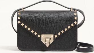 Valentino Garavani Borsa Piccola A Tracolla Valentino Garavani Rockstud In Vitello Granato Donna NERO UNI