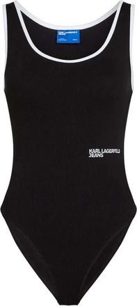 Karl Lagerfeld KLJ Ribbed Body - Dames - Bodies - Zwart - M - Katoen - Tops