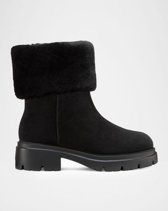 Stuart Weitzman Hudson Shearling-Lined Suede Booties