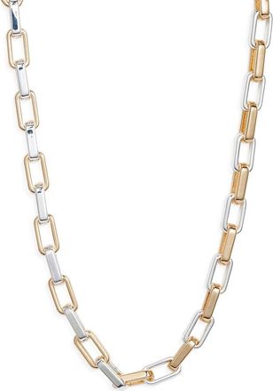 Open Edit Two Tone Rectangle Link Chain Necklace in Gold- Silver at Nordstrom