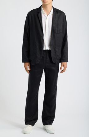 Alex Crane Alta Pleated Linen Trousers in Night at Nordstrom, Size 33