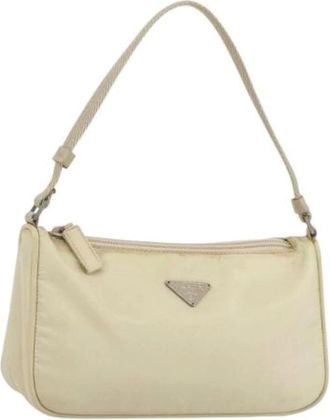 Prada Pre-owned Shoulder Bags, female, Beige, Size: ONE SIZE Pre-owned Vintage Nylon Shoulder Bag