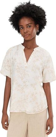 Vince Camuto Crew Neck Short Puff Sleeve Top Womens Clothing Camel : SM, Polyester