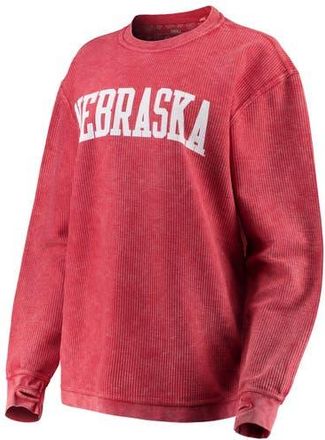 Pressbox Womens Pressbox Scarlet Nebraska Huskers Comfy Cord Vintage Wash Basic Arch Pullover Sweatshirt at Nordstrom, Size X-Large