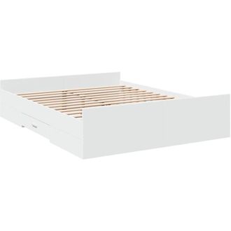 vidaXL Cama Con Cajones Madera De Ingenier&iacute;a Blanco 140x200 Cm Vidaxl