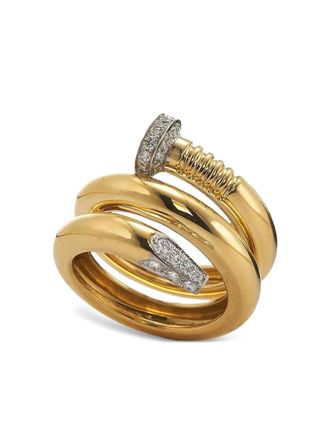 David Webb 18K yellow gold Nail diamond ring - women - Diamond/18kt Yellow Gold/Platinum - 6 1/2