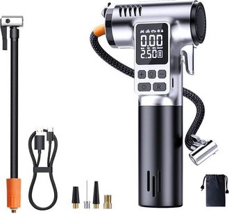 OEM Draadbare 150 Psi Bandopblazer, Man&oacute;metro Digital, Automatisch Uitschakelen, Led-verlichting, Veiligheidshamer Y Gordelknipper Para Auto/moto/fiets/ba