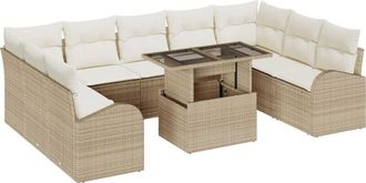 vidaXL Vidaxl - Garden Sofa Set 10 pcs Beige and cream 100 x 55 x 73 cm