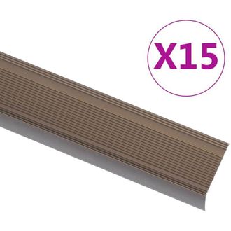 vidaXL Perfiles De Pelda&ntilde;os Forma De L 15uds Aluminio Marr&oacute;n 100 Cm Vidaxl