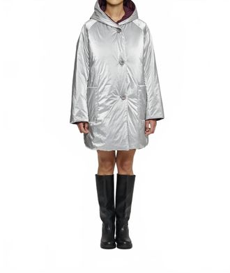 OOF Wear Reversible Mid-Length Jacket With Hood In Silver/plum