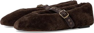 Madewell Remy Mary Jane - Teddy Womens Dress Flat Shoes Coffee Bean : 10.5 M, Faux Fur