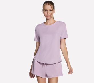 Skechers Funktionsshirt SKECHERS GOWALK LUXE RIB TEE, Damen, Gr. XXL (50/52), misty mauve, Obermaterial: 90% Polyester, 10% Elasthan, Shirts Funktionsshirt